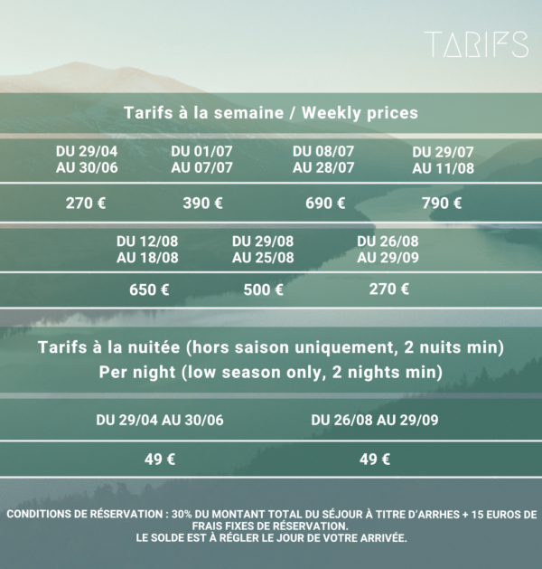 Tarifs O'hara Confort Tarifs mobil home O'hara Confort.
